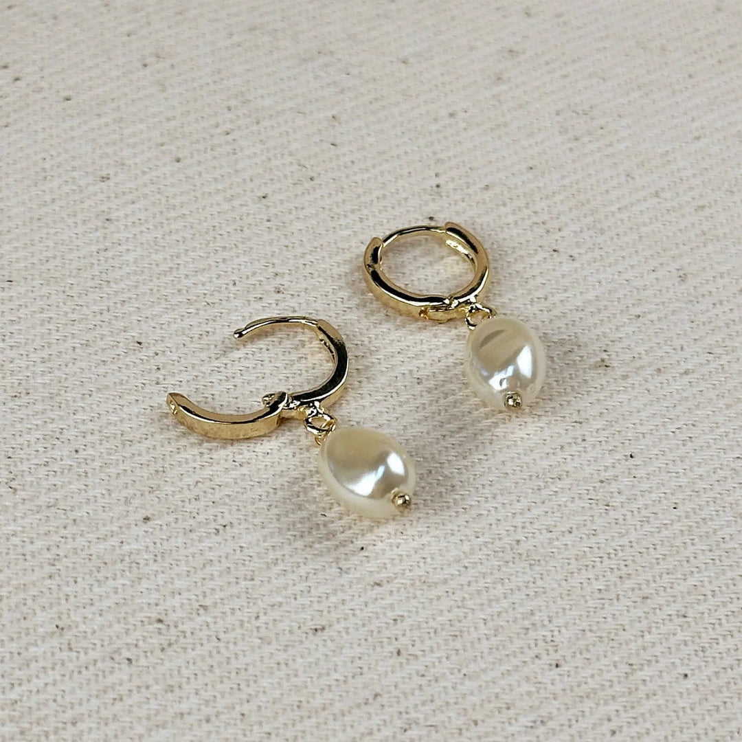 18k Gold Filled Drop Baroque Pearl Hoop Earrings GoldFi