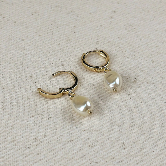 18k Gold Filled Drop Baroque Pearl Hoop Earrings GoldFi