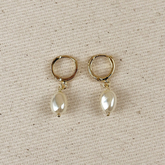 18k Gold Filled Drop Baroque Pearl Hoop Earrings GoldFi