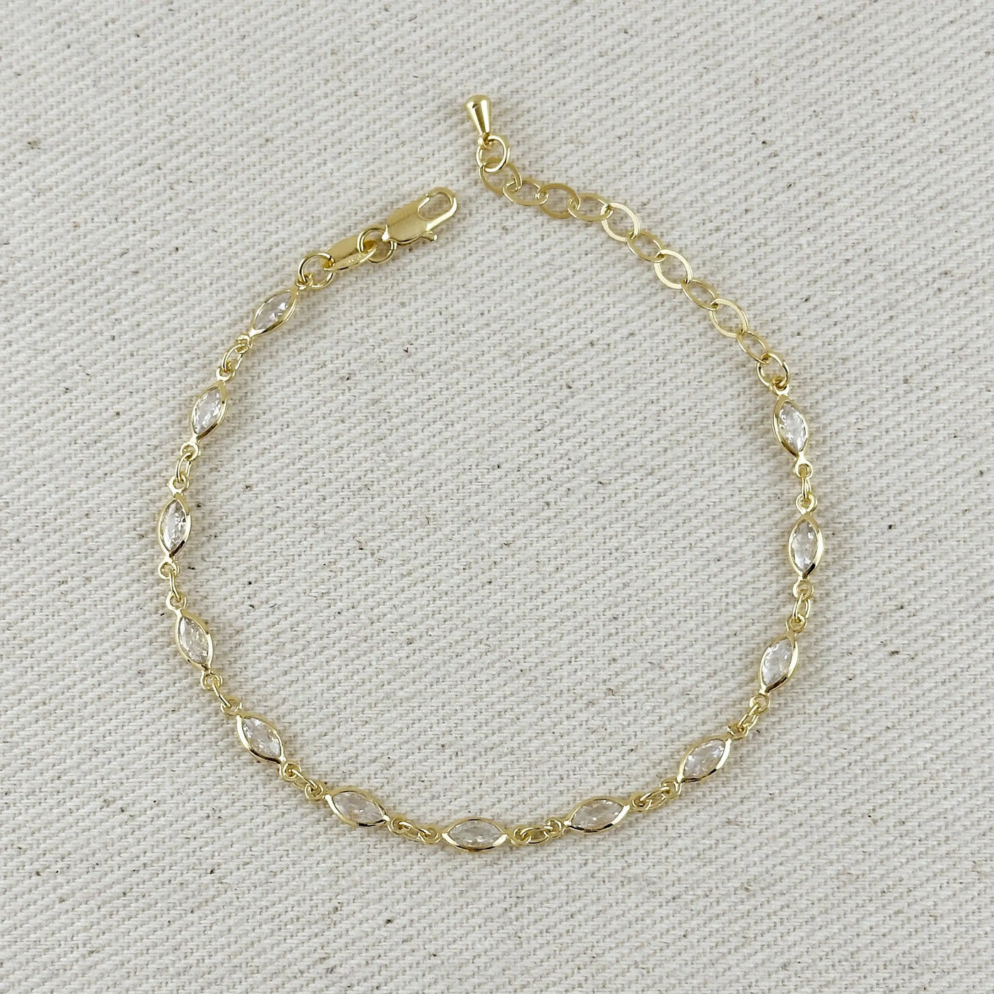 18k Gold Filled Ellipse Bezel CZ Bracelet GoldFi