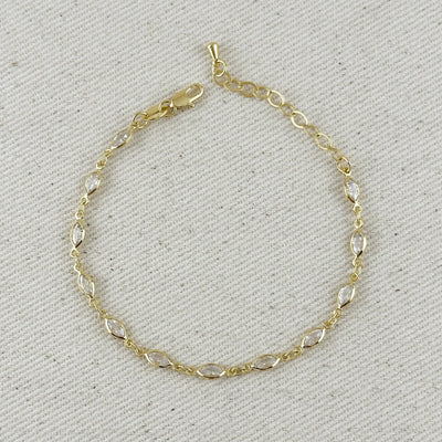 18k Gold Filled Ellipse Bezel CZ Bracelet GoldFi