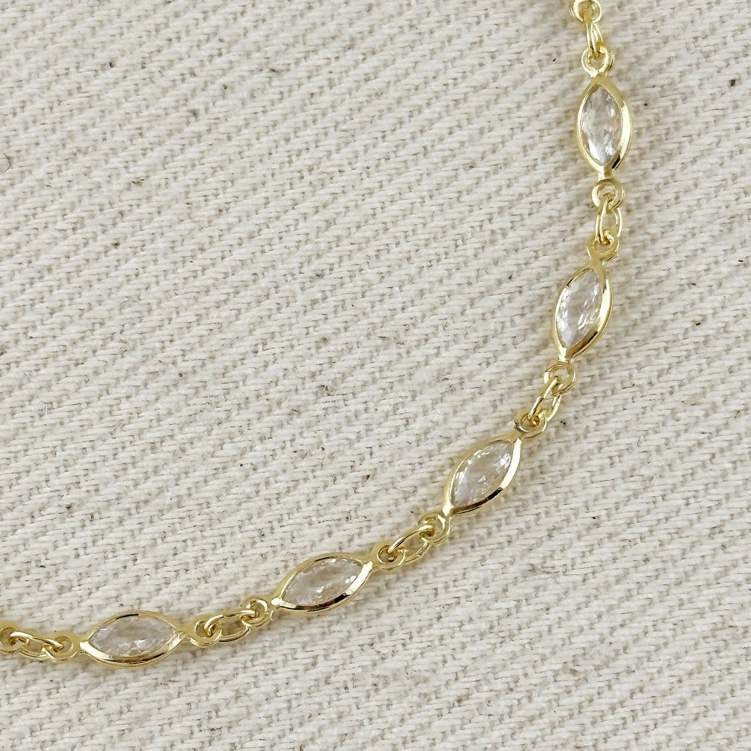 18k Gold Filled Ellipse Bezel CZ Bracelet GoldFi