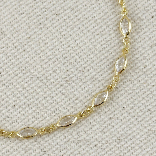 18k Gold Filled Ellipse Bezel CZ Bracelet GoldFi