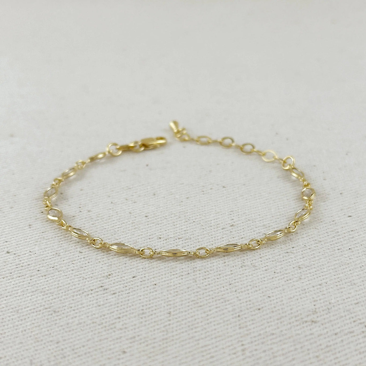 18k Gold Filled Ellipse Bezel CZ Bracelet GoldFi