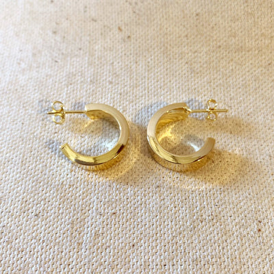 18k Gold Filled Flat Half Hoop Earrings GoldFi