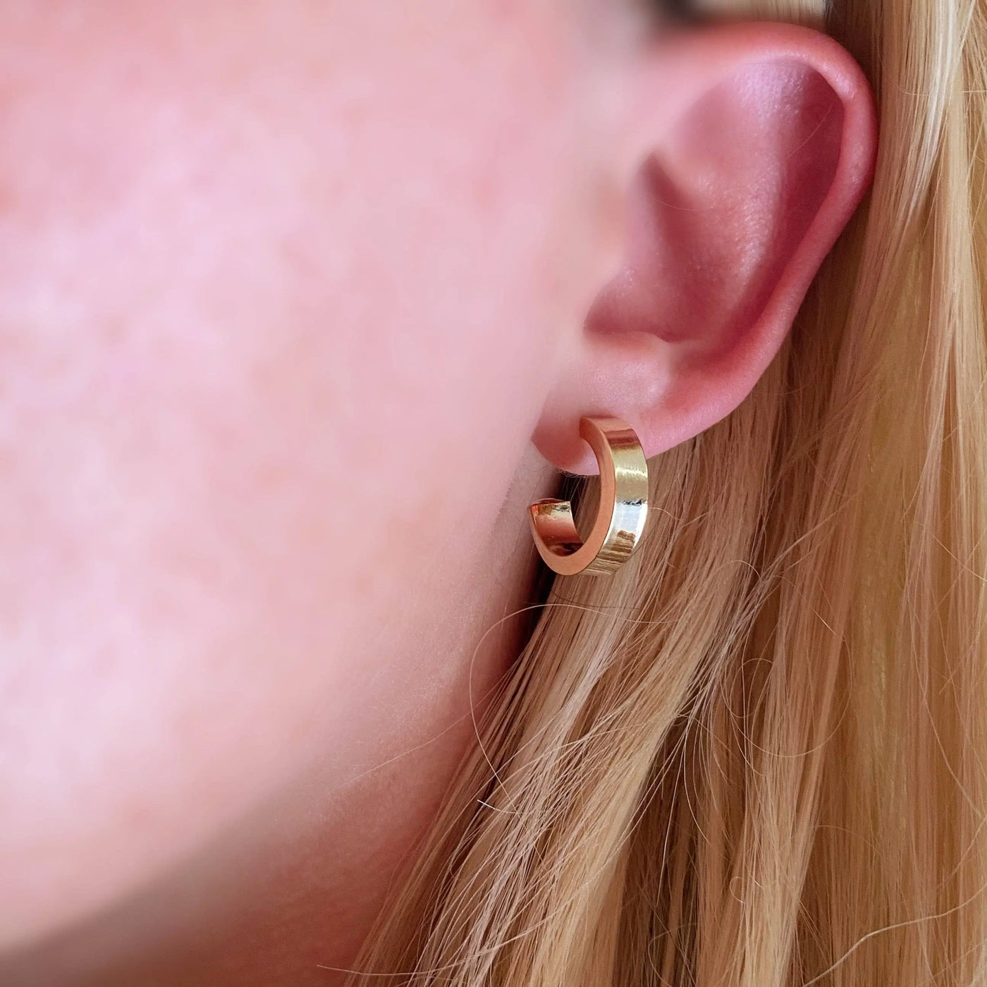 18k Gold Filled Flat Half Hoop Earrings GoldFi