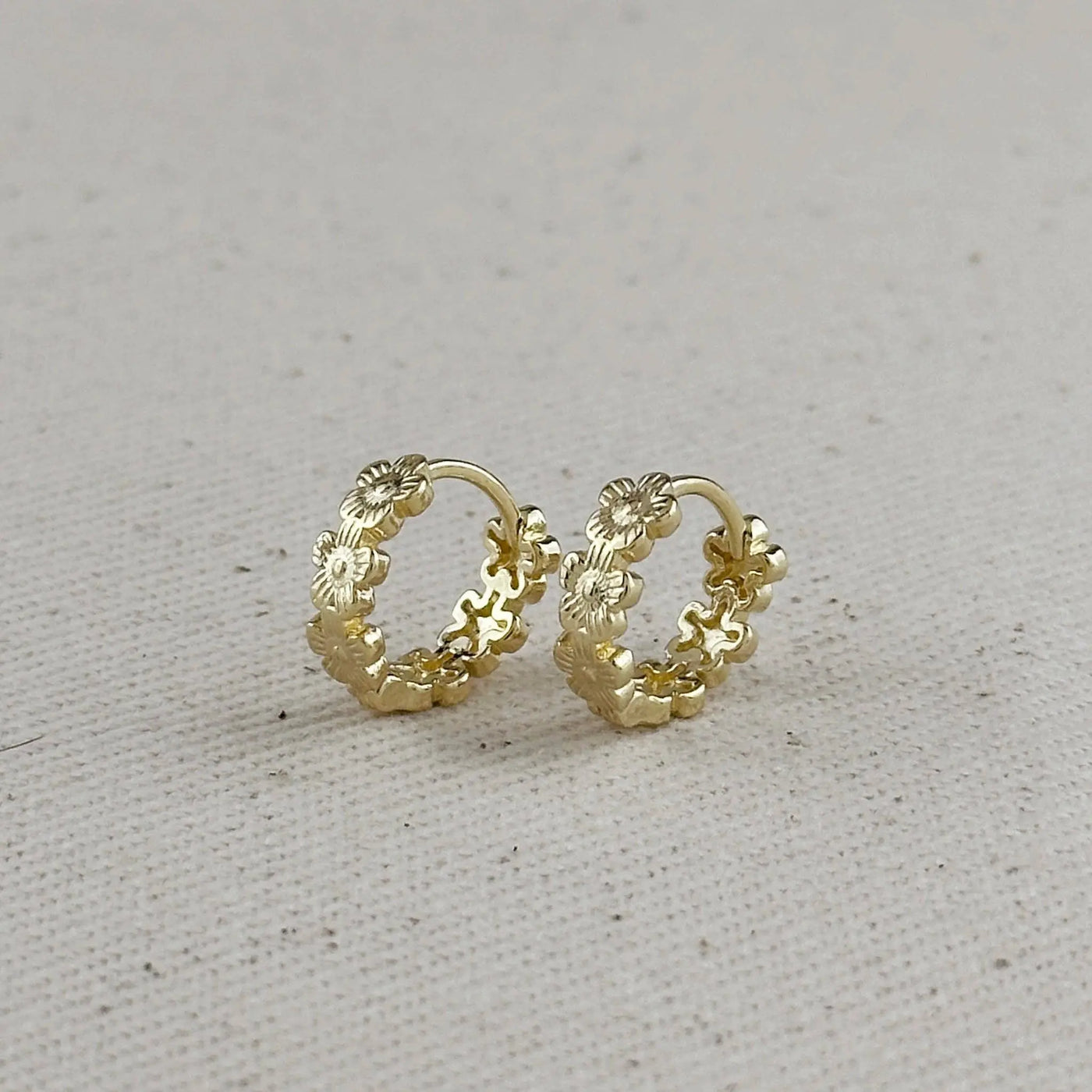 18k Gold Filled Flower Huggies Hoop Earrings GoldFi