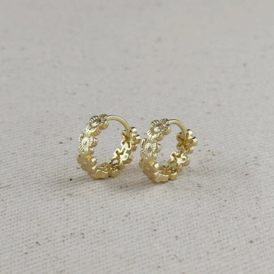 18k Gold Filled Flower Huggies Hoop Earrings GoldFi