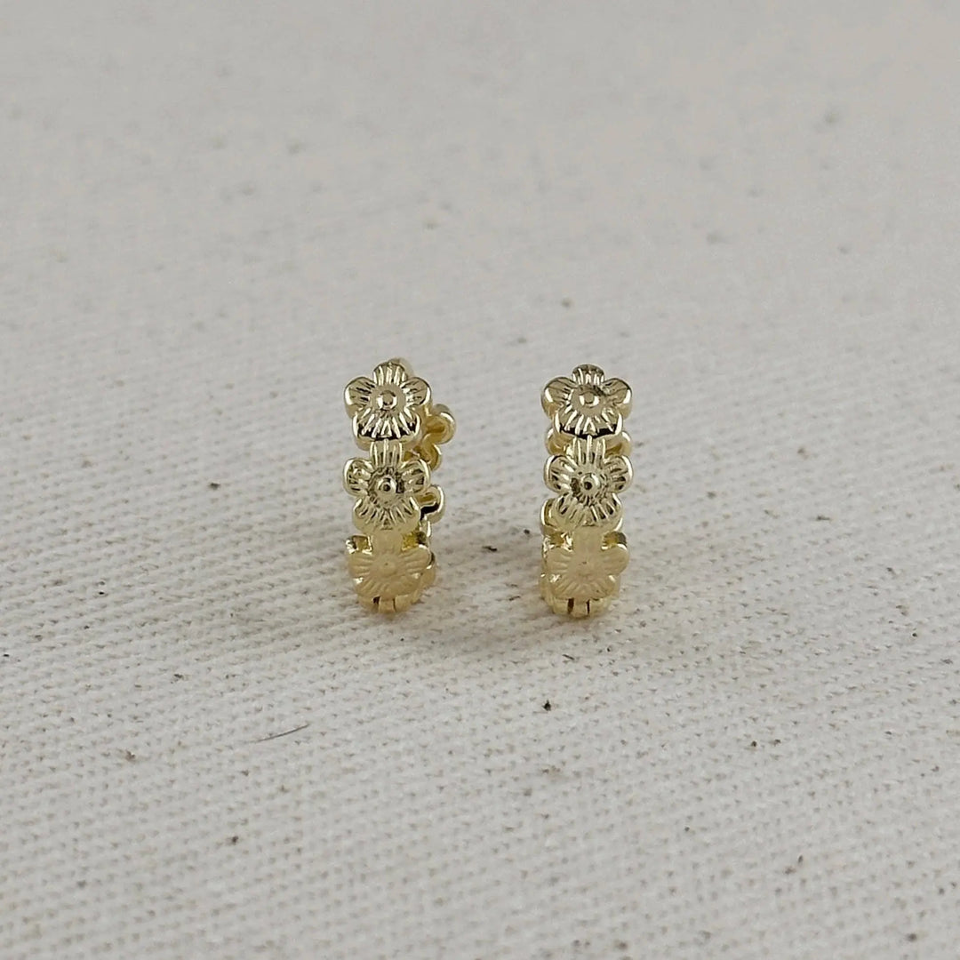 18k Gold Filled Flower Huggies Hoop Earrings GoldFi