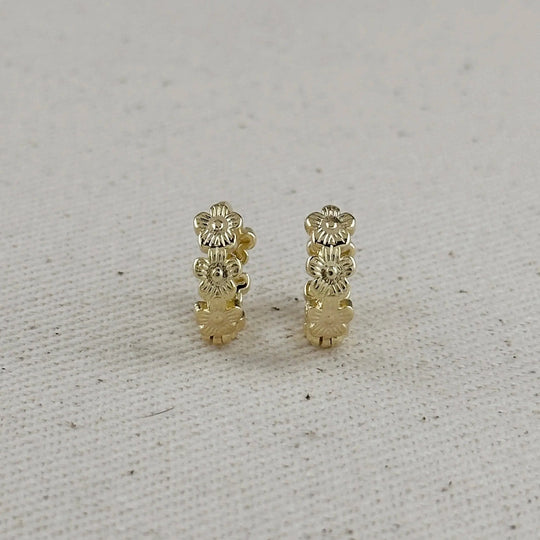 18k Gold Filled Flower Huggies Hoop Earrings GoldFi