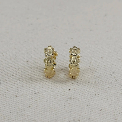18k Gold Filled Flower Huggies Hoop Earrings GoldFi