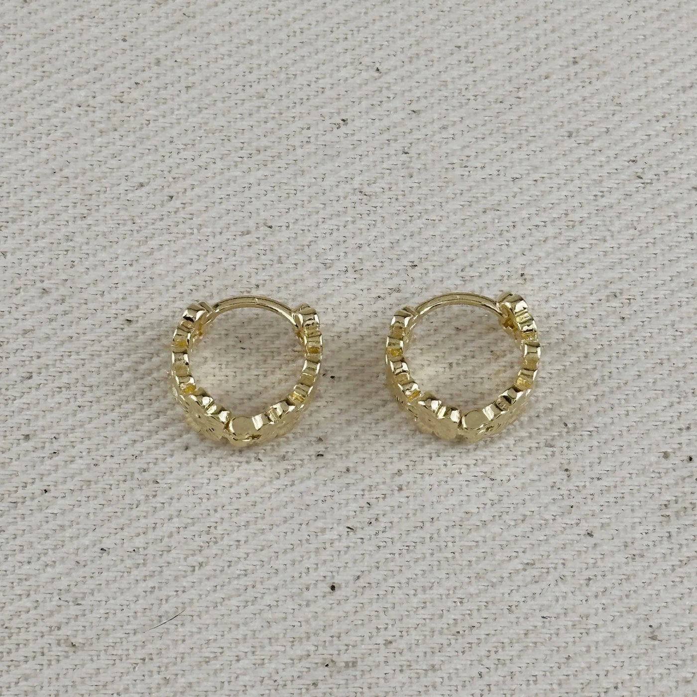 18k Gold Filled Flower Huggies Hoop Earrings GoldFi
