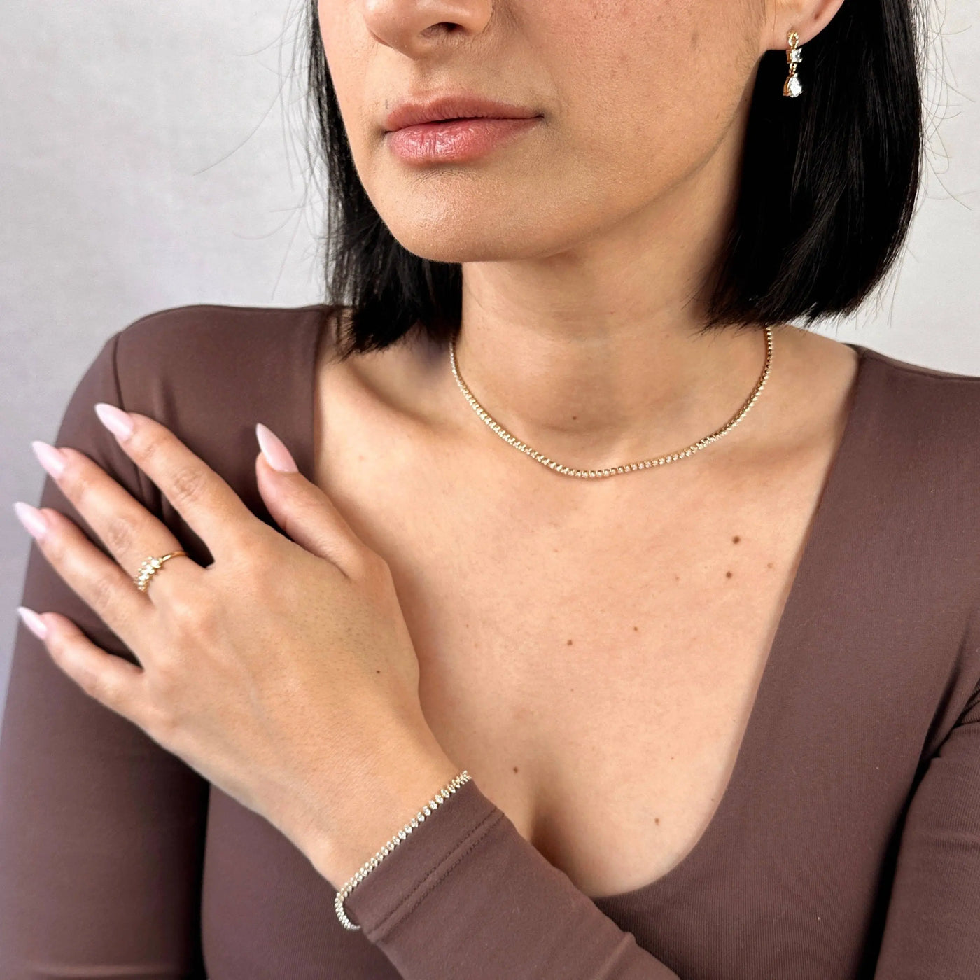 18k Gold Filled Marquise Tennis Necklace GoldFi