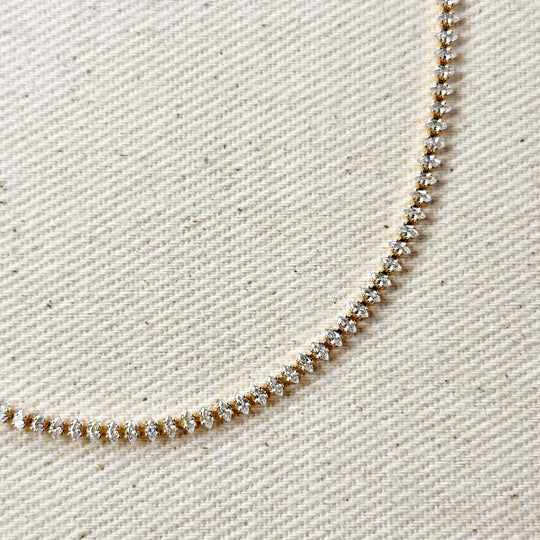 18k Gold Filled Marquise Tennis Necklace GoldFi
