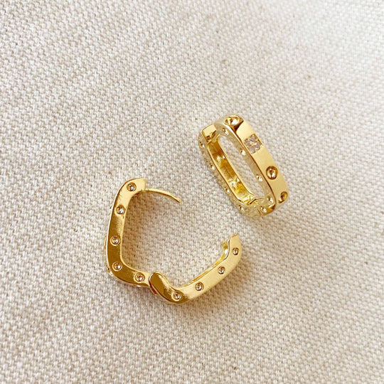 18k Gold Filled Medium Rectangular Clicker Hoop Earrings GoldFi