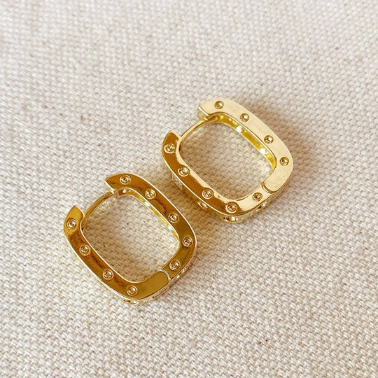 18k Gold Filled Medium Rectangular Clicker Hoop Earrings GoldFi