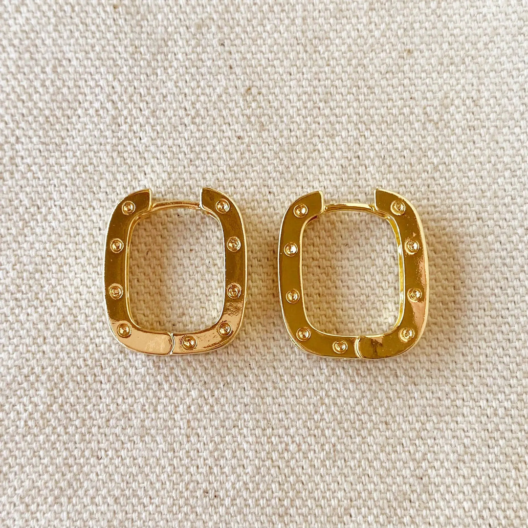 18k Gold Filled Medium Rectangular Clicker Hoop Earrings GoldFi