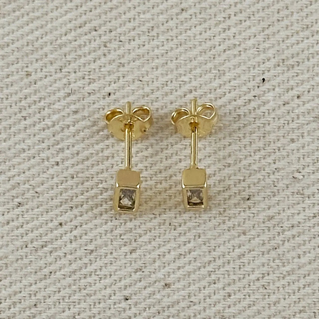 18k Gold Filled Mini Bezel Baguette Stud Earrings GoldFi