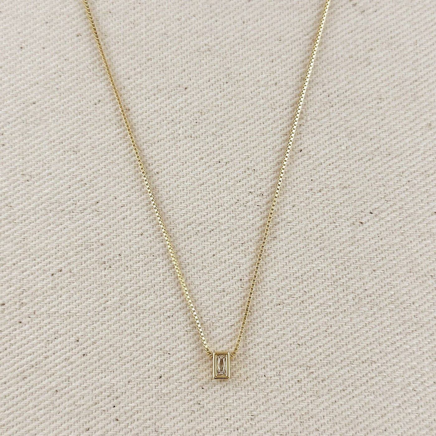 18k Gold Filled Mini CZ Baguette Necklace GoldFi