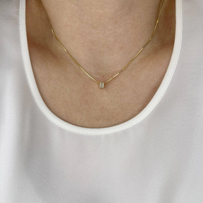 18k Gold Filled Mini CZ Baguette Necklace GoldFi