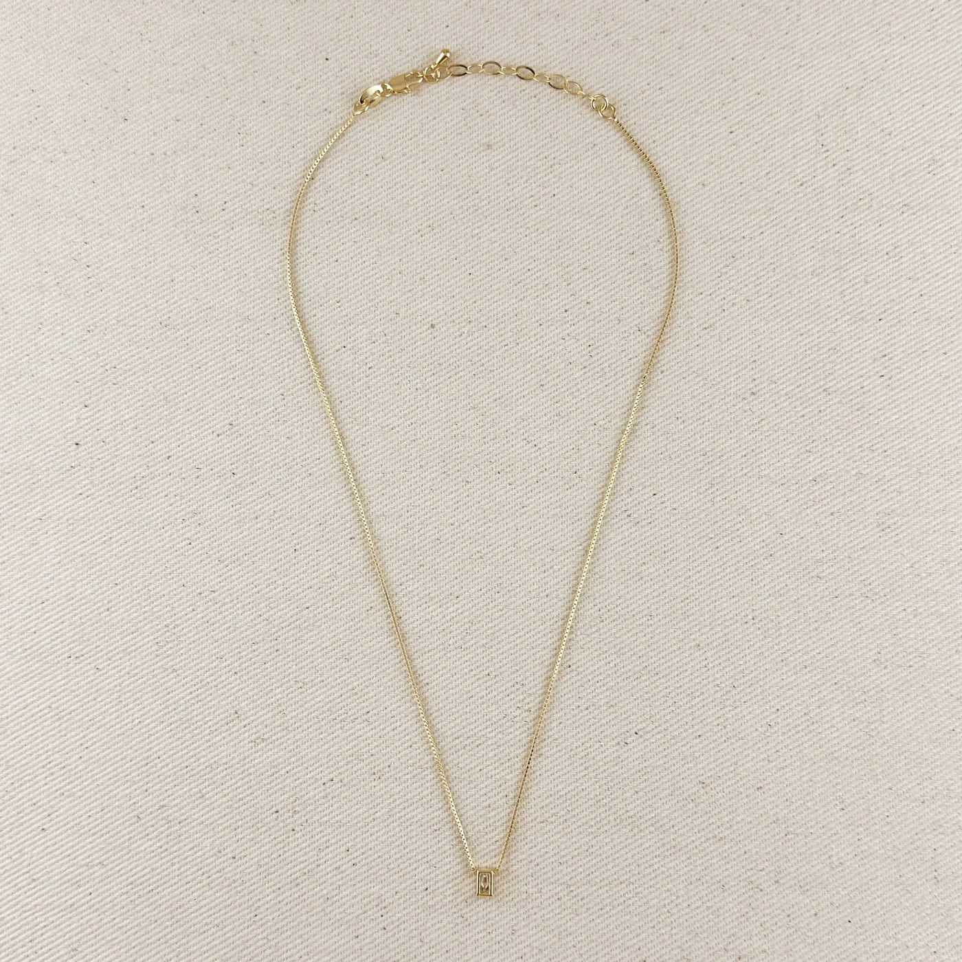 18k Gold Filled Mini CZ Baguette Necklace GoldFi
