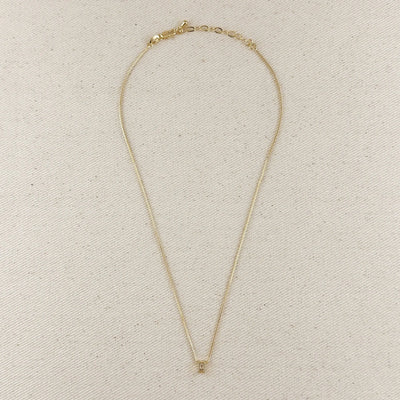 18k Gold Filled Mini CZ Baguette Necklace GoldFi