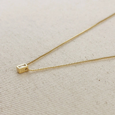 18k Gold Filled Mini CZ Baguette Necklace GoldFi
