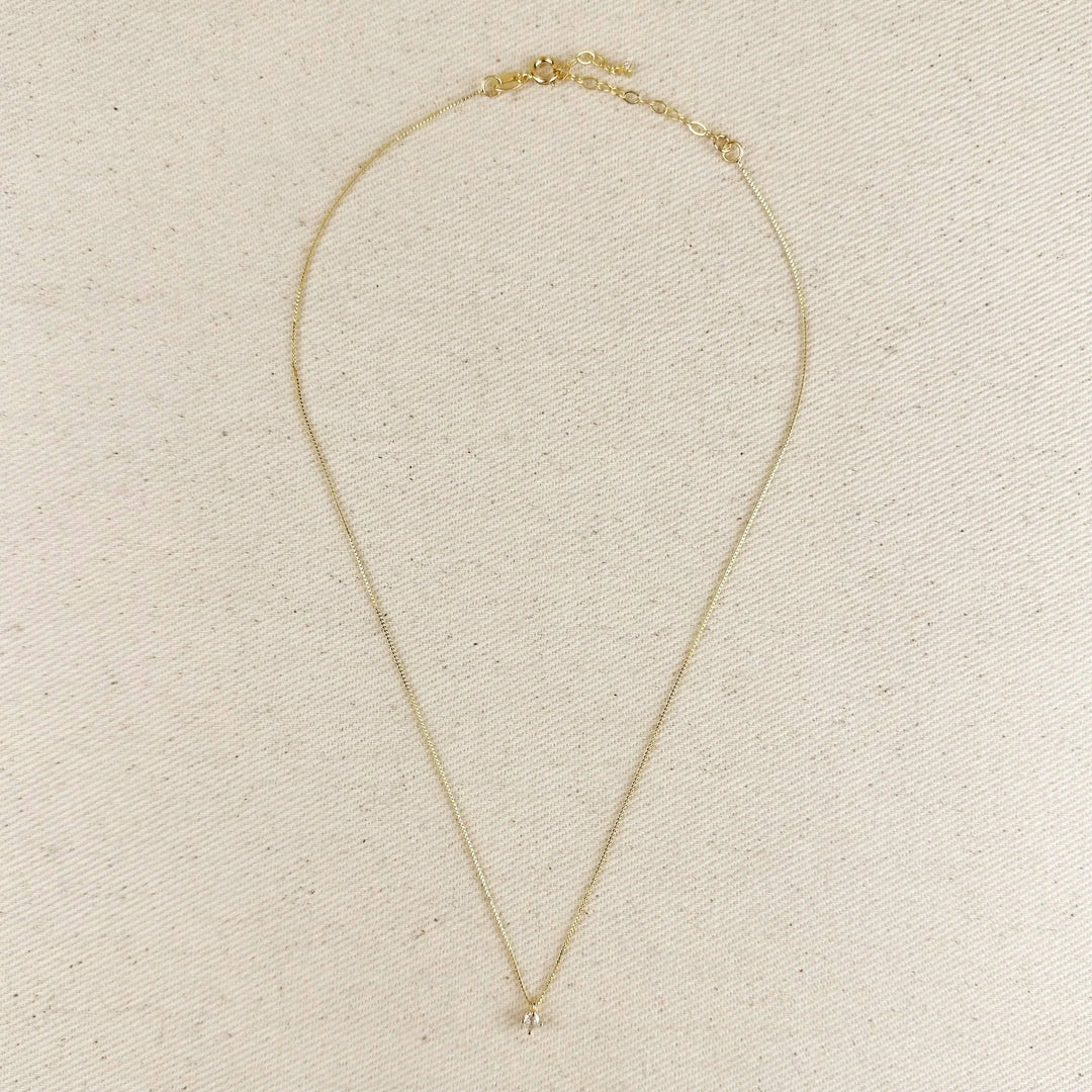 18k Gold Filled  Mini CZ Solitaire Necklace GoldFi