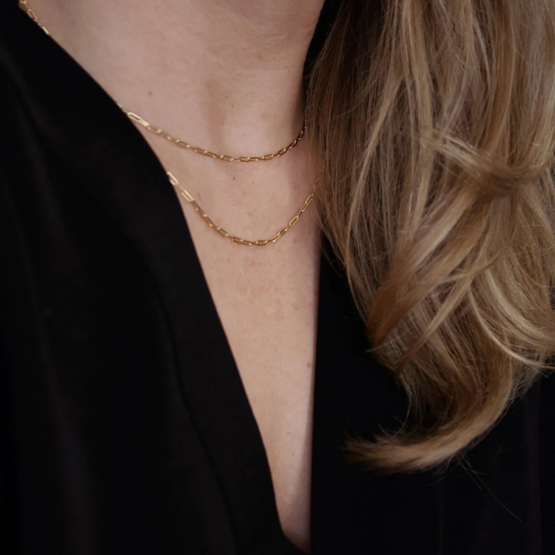18k Gold Filled Mini Paperclip Chain GoldFi