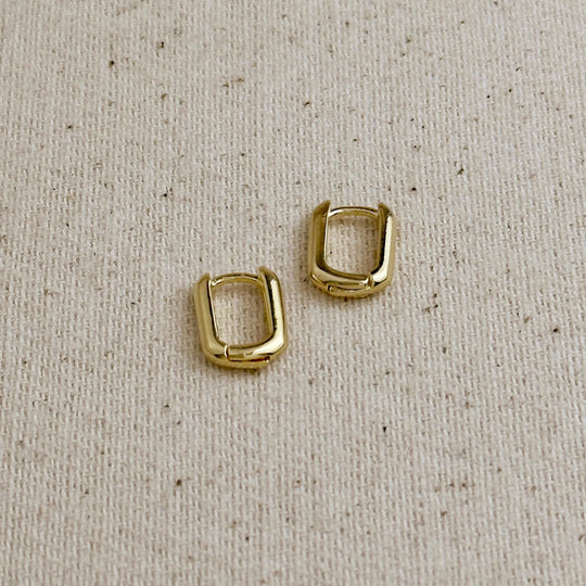18k Gold Filled Oblong  Hoop Earrings - Beloved Boutique 