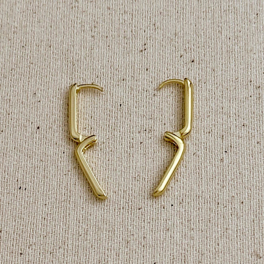 18k Gold Filled Oblong  Hoop Earrings - Beloved Boutique 