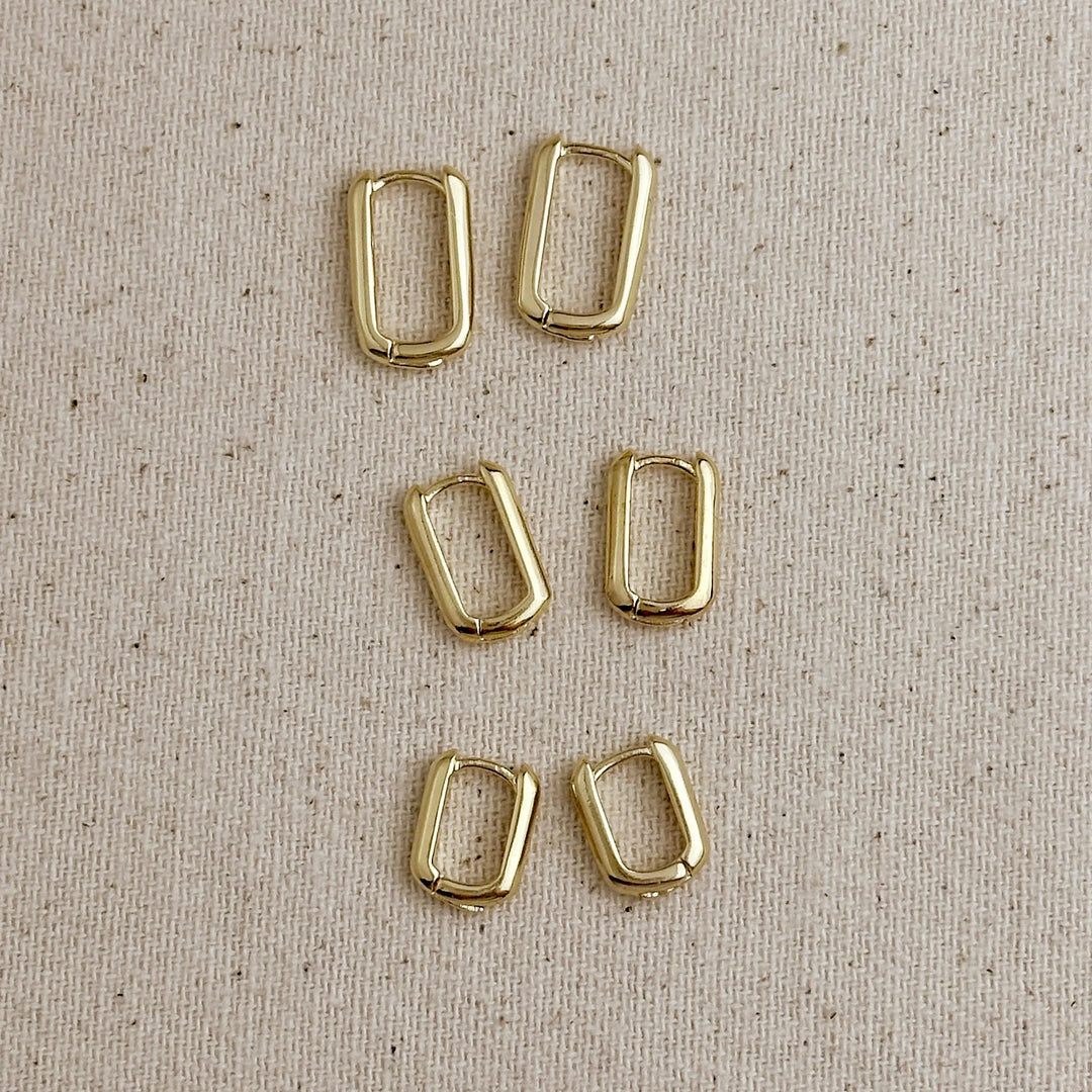 18k Gold Filled Oblong  Hoop Earrings - Beloved Boutique 