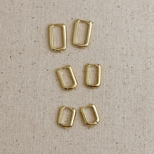 18k Gold Filled Oblong  Hoop Earrings - Beloved Boutique 