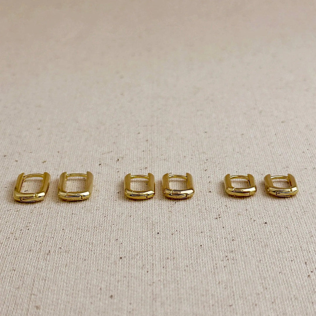 18k Gold Filled Oblong  Hoop Earrings - Beloved Boutique 