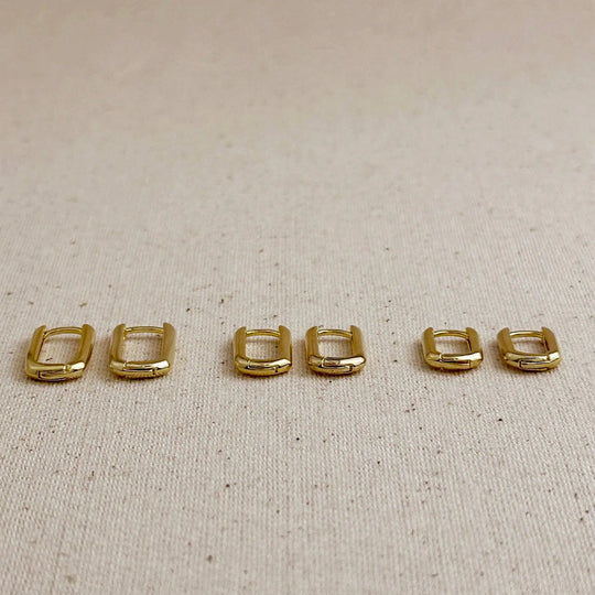 18k Gold Filled Oblong  Hoop Earrings - Beloved Boutique 