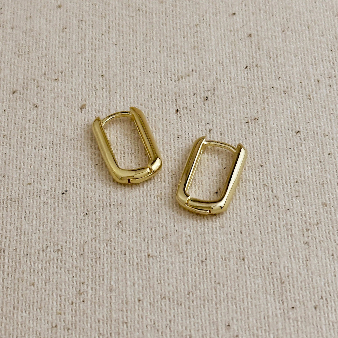 18k Gold Filled Oblong  Hoop Earrings - Beloved Boutique 