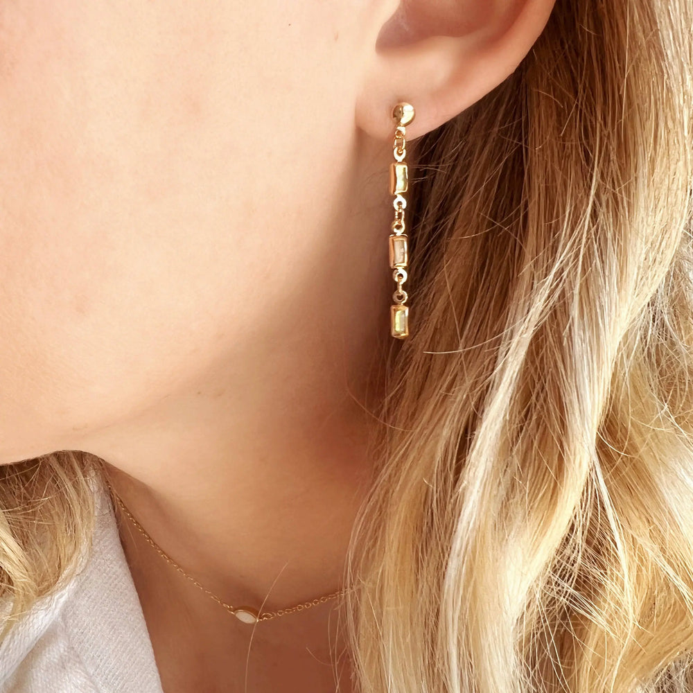 18k Gold Filled Opal Drop Earrings GoldFi