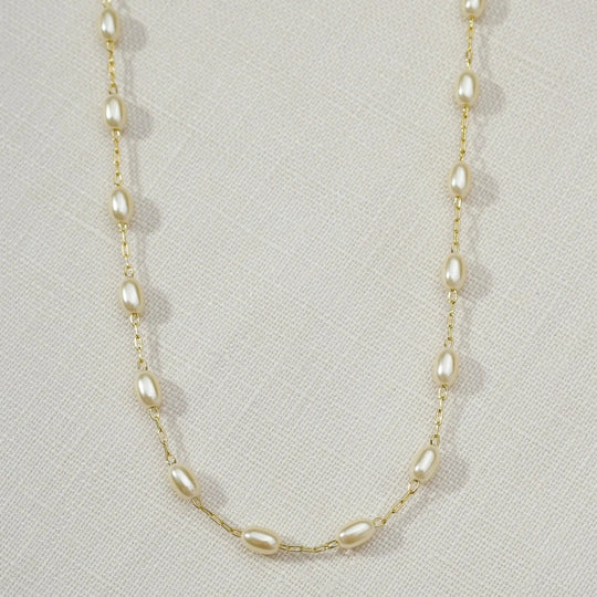 18k Gold Filled Oval Shaped Pearl Necklace - Beloved Boutique