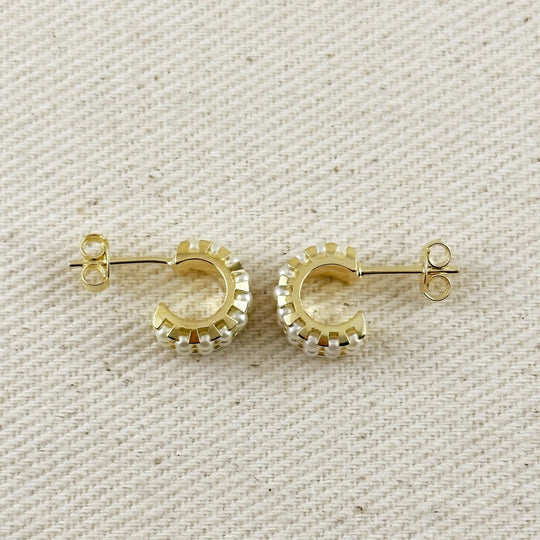 18k Gold Filled Petite Double Pearl C - Hoop Earrings - Beloved Boutique