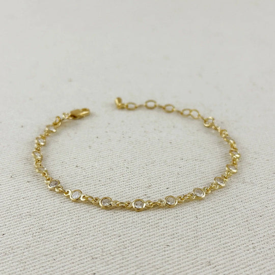 18k Gold Filled Round Bezel CZ Bracelet - Beloved Boutique