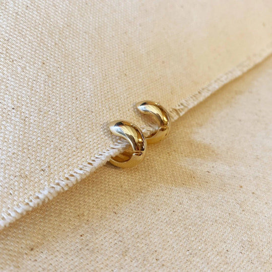18k Gold Filled Rounded Chunky Clicker Hoop Earrings - Beloved Boutique