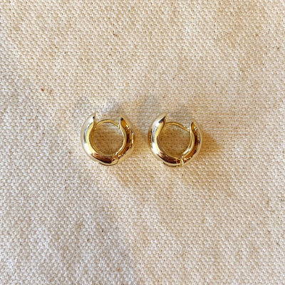 18k Gold Filled Rounded Chunky Clicker Hoop Earrings - Beloved Boutique