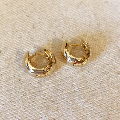 18k Gold Filled Rounded Chunky Clicker Hoop Earrings - Beloved Boutique