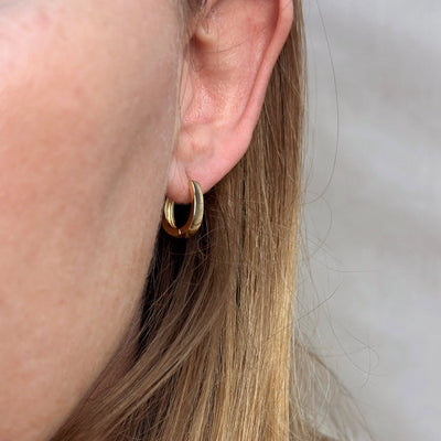 18k Gold Filled Slightly Oval Shape Polished Hoop Earrings GoldFi