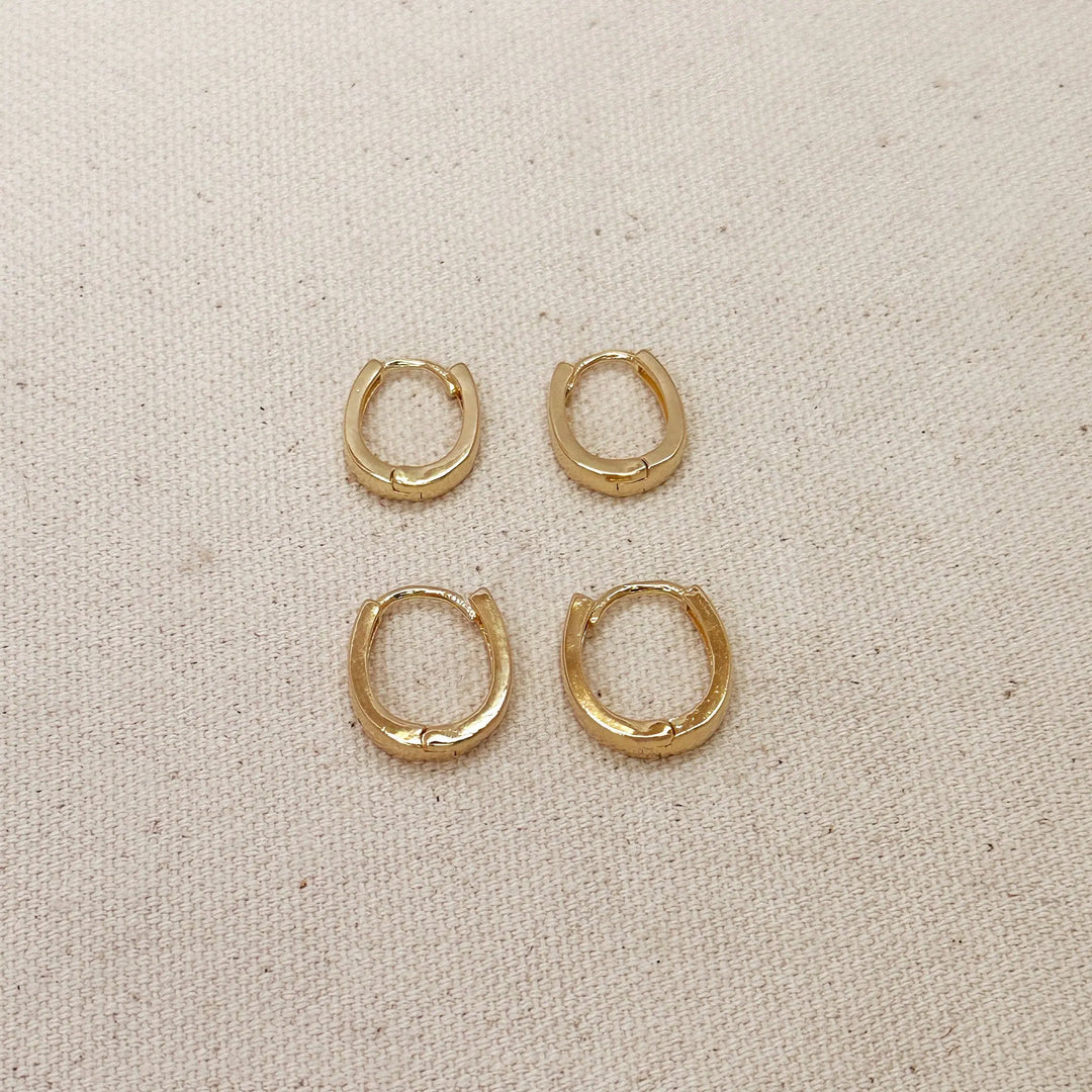 18k Gold Filled Slightly Oval Shape Polished Hoop Earrings GoldFi