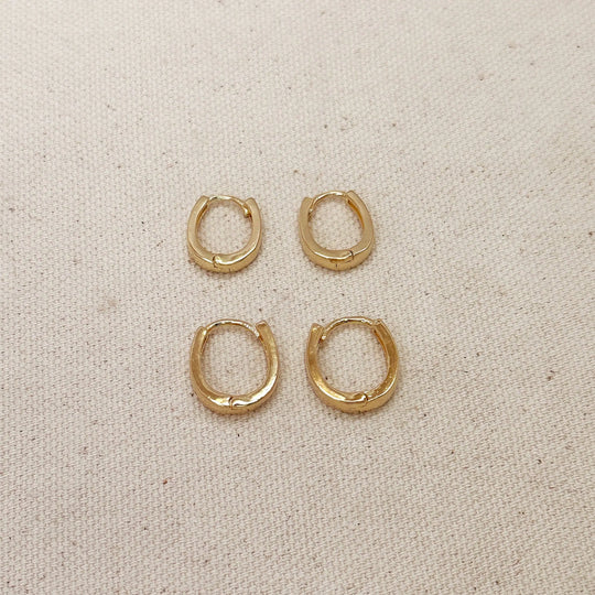 18k Gold Filled Slightly Oval Shape Polished Hoop Earrings GoldFi