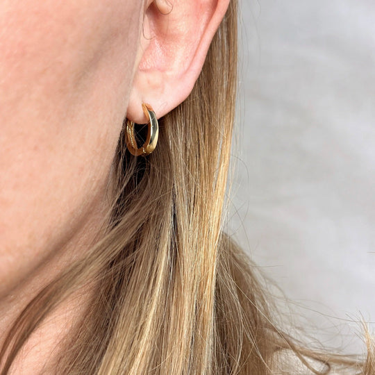 18k Gold Filled Slightly Oval Shape Polished Hoop Earrings GoldFi