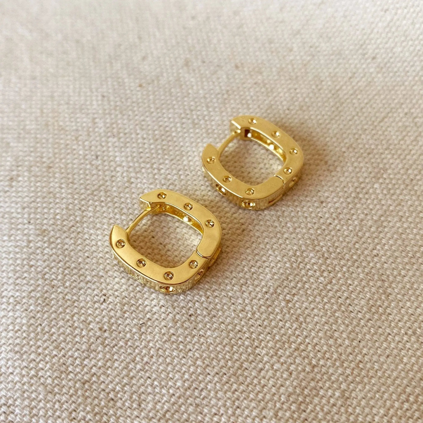 18k Gold Filled Small Rectangular Clicker Hoop Earrings - Beloved Boutique