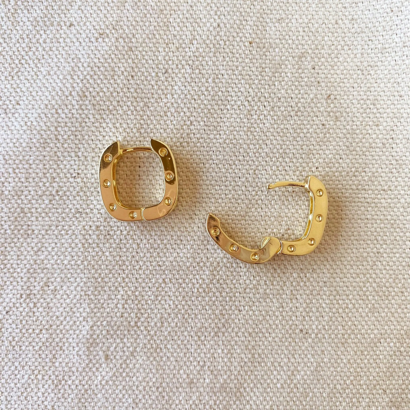 18k Gold Filled Small Rectangular Clicker Hoop Earrings - Beloved Boutique