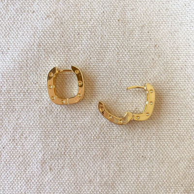 18k Gold Filled Small Rectangular Clicker Hoop Earrings - Beloved Boutique